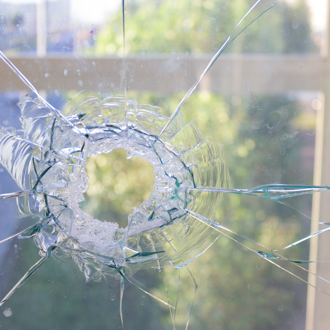 window tint installation to prevent store damage broken glass shattered